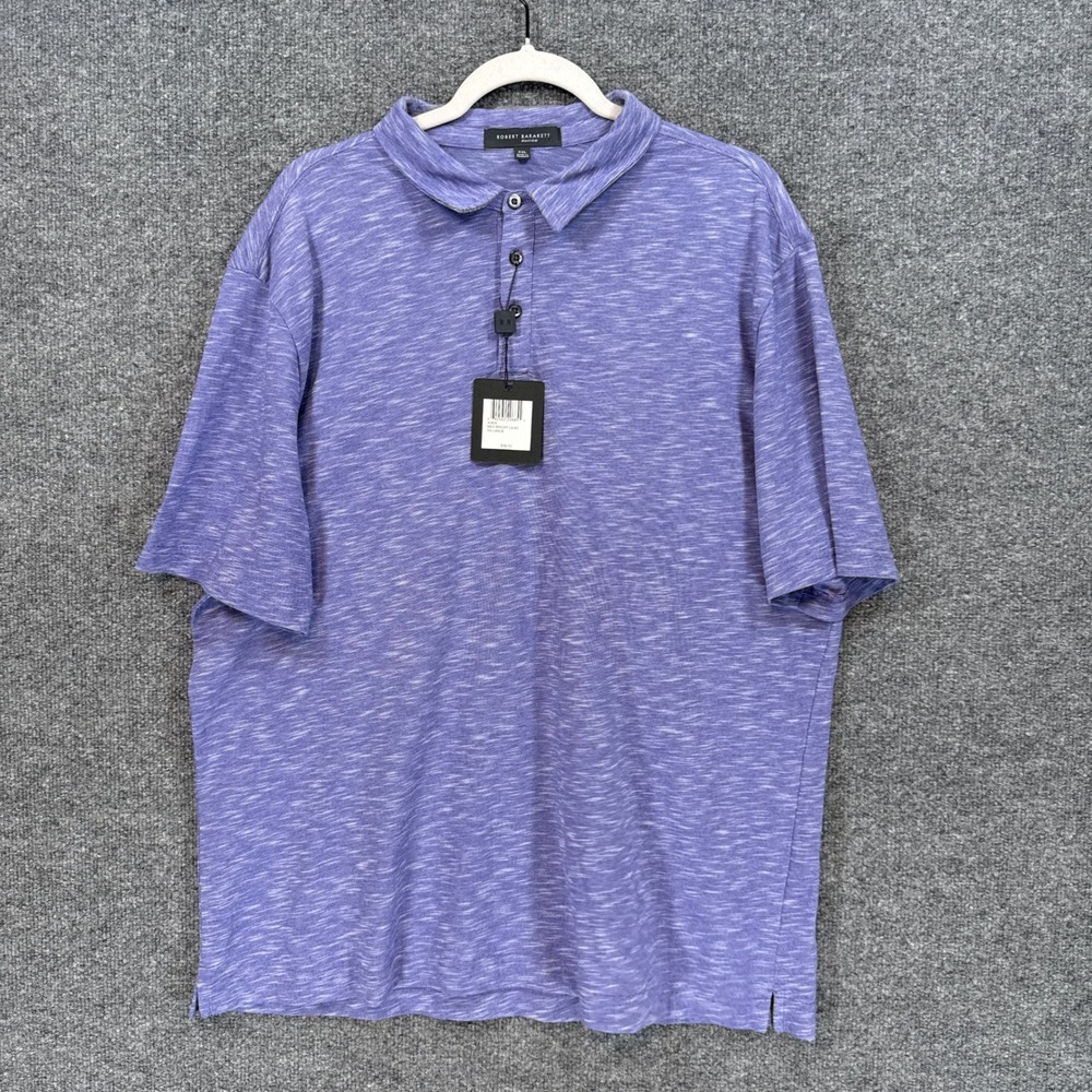 Robert Barakett Polo Shirt Mens XXL Purple Slub Textured Short Sleeve Casual NEW